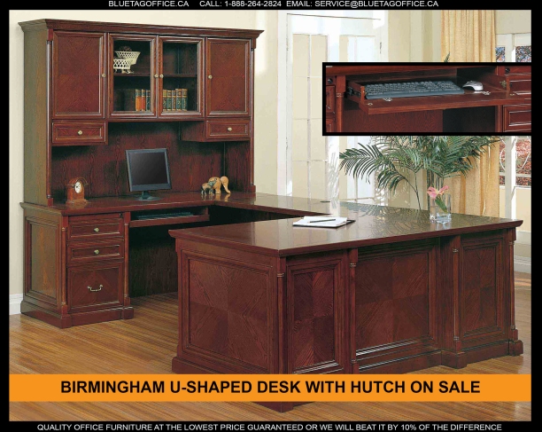 Buy u-shaped desks with hutch online for cheap. As seen on BLUET