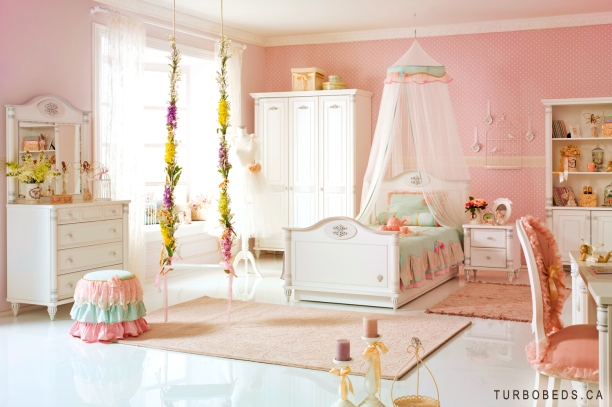 Girly teen room decor and furniture. As seen on TURBOBEDS.ca