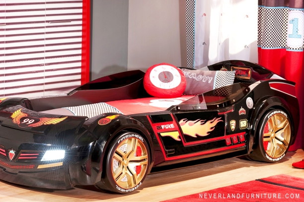 Turbo Series Boy's Car Bed - Black Bandit at Neverland Furniture