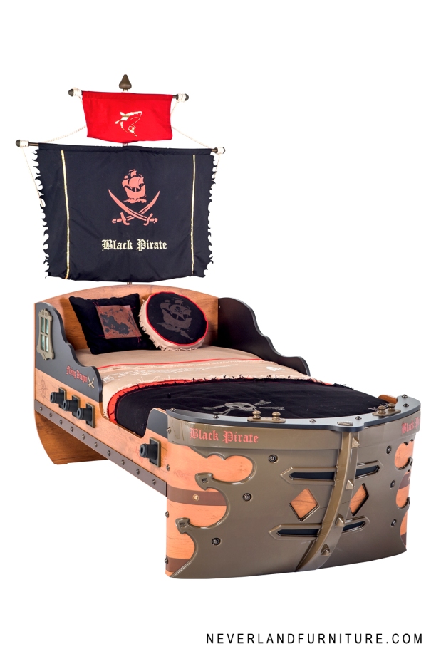Land Lovin' Black Pirate Bed at Neverland Furniture for girls an