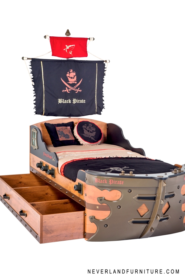 Land Lovin' Black Pirate Bed with lots of Storage at Neverland F