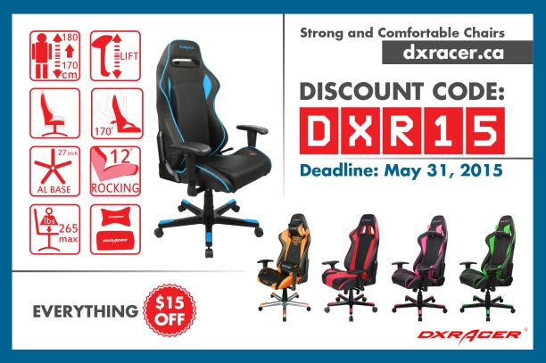 Save on strong and comfortable chairs at DXRacer Canada. Use the