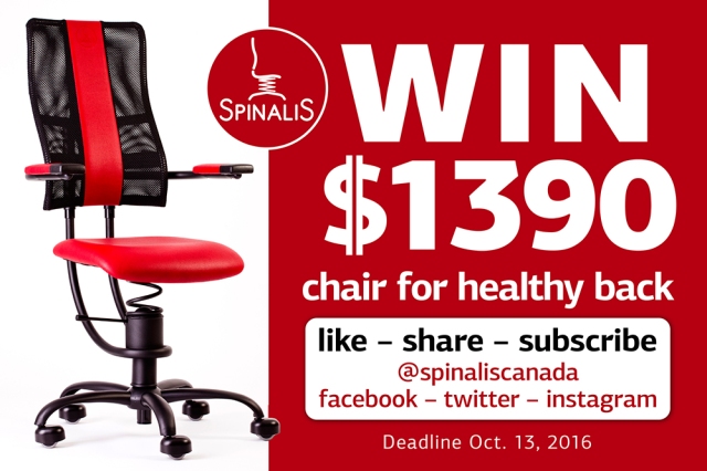 Win $1390 Spinalis chair for healthy back in Canada